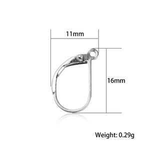 Detailed view of S925 sterling silver U-shaped lever back ear hooks 11x16mm size