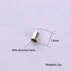 Dettaglio del capocorda in argento altezza 7,8 mm con foro da 3 mm per gioielli fai da te