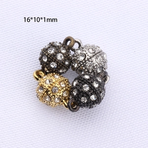 Magnetische Strass-Kugelverschlüsse für DIY-Schmuck in Gold Silber Gunblack Bronze 16mm