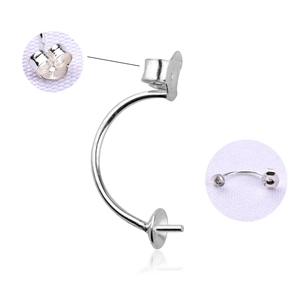 S925 sterling silver U-shaped earring hooks with pin base and butterfly backs for jewelry DIY