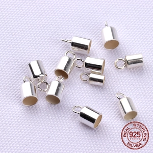 Terminali cilindrici in argento sterling S925 per gioielli fai da te e nappe