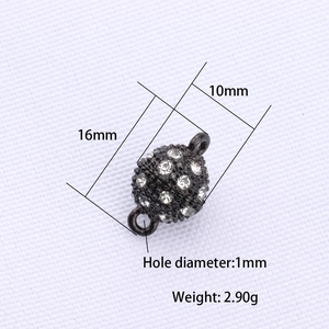 Makro-Detail von 10mm Magnetverschluss in Schwarznickel mit Straßsteinen für DIY-Schmuck
