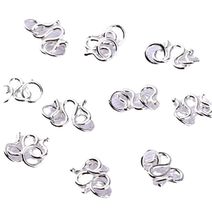 Set of ten S925 sterling silver U-shaped earring hooks with polished metallic finish