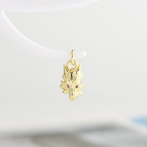 Colgante cabeza de león dorado con circonitas púrpuras para creación de joyas DIY