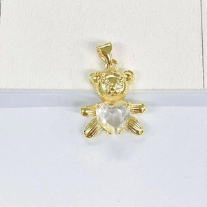 Golden panda pendant necklace with a heart-shaped zircon stone inlay for women