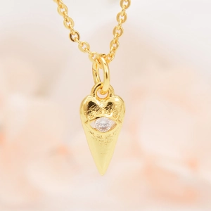 Gouden ketting met kegelvormige boze oog hanger en kleurrijke zirkoon op fijne O-ketting
