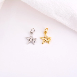 Pendentifs étoiles en or et argent avec zircons et détails de coquillages pour bijoux