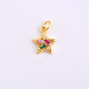 Pendentif étoile doré serti de zircons colorés pour la création de bijoux DIY