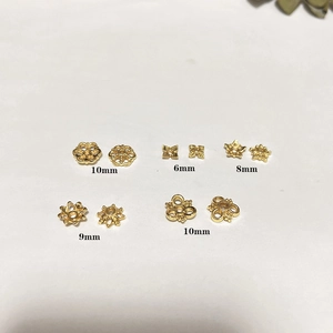 Détails de diverses calottes de perles évidées plaquées or 18k pour la création de bijoux