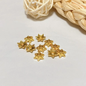 18k gold plated hexagonal star flower spacer beads for DIY jewelry making and beading craft