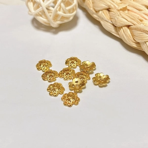 Set of 18K gold plated hollow flower bead caps for DIY jewelry making accessories