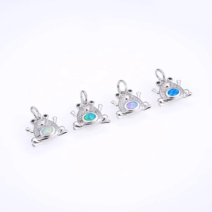 Exquisite Copper Frog Pendant With Zirconia And Artificial Opal Animal Shape Charms For DIY Necklace Bracelet Making Jewelry Accessories