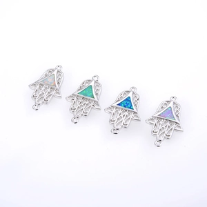 Conectores Mano de Fátima de plata con opale y palma hueca para joyería DIY