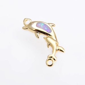 Conector de delfín de opale dorado con doble bucle para accesorios de joyería DIY