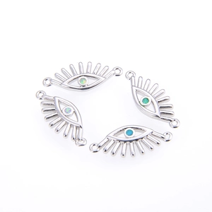 Vintage evil eye jewelry connectors with opal stone inlay for DIY bracelets and necklaces