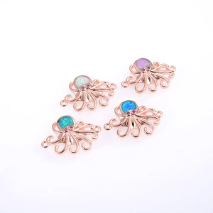 Pulsera Deslizante de Pulpo de Cobre de Lujo Con Ópalo Artificial Tema Océano Cadena Ajustable Joyería de Strass para Mujeres