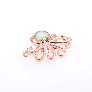 Conector de pulpo en oro rosa con ópalo y gemas rosas para la creación de joyería