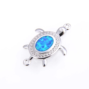 Connecteur de bijoux tortue avec incrustation d'opale bleue pour bracelets et boucles DIY