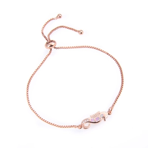 Roségoldenes verstellbares Armband mit Seepferdchen-Opal-Anhänger und Glitzersteinen