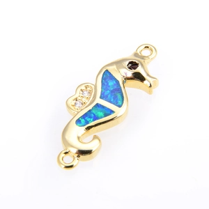 Pendentif hippocampe avec opale bleue et placage d'or pour la création de bijoux DIY