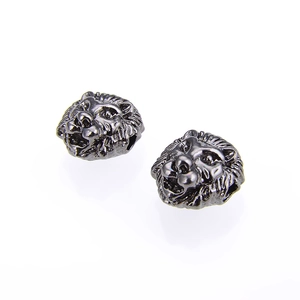 Gunmetal leeuwenkop kralen voor DIY sieraden maken, met gedetailleerde metaaltextuur