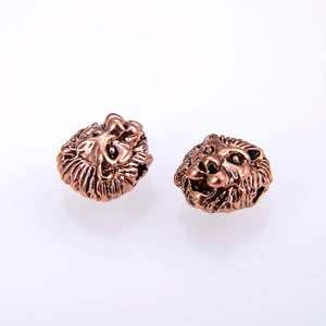 Paar retro bronzen leeuwenkop kralen voor DIY sieraden met fijne textuur