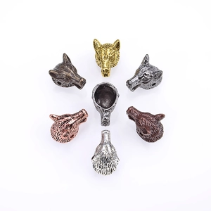 Wolfskop kralen van zinklegering in 7 metaalkleuren voor DIY sieraden en armbanden