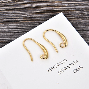 Polished gold plated U-shape earring hooks with small rings for DIY jewelry making