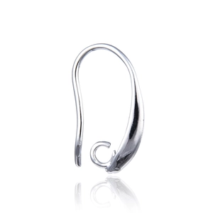 Polished silver U-shaped earring hook with closed loop for DIY jewelry making