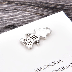 Silver boy charm connector in minimalist design for DIY opal bracelets jewelry making