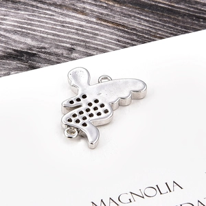 Conector de ángel plateado con ópalo y circón para la creación de pulseras DIY