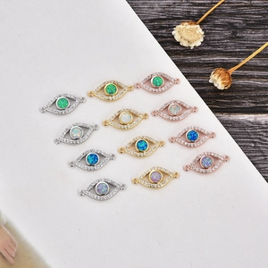 Handgefertigte Evil-Eye-Verbinder mit Opal und Zirkonia für DIY-Schmuckherstellung
