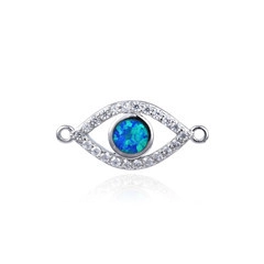 Detail eines Evil Eye Steckers mit blauem Opal und Zirkonia für DIY Armbänder