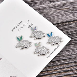 Connettori per gioielli a forma di coniglio con opale e zirconi per bijoux fai-da-te