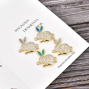 Moda Rame Coniglio Gioielli Connettore Bracciale Con Zirconia E Opale Artificiale Fatto a Mano Fai Da Te Accessorio Donna Regalo