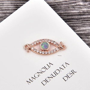 Connecteur œil de protection en or rose avec zircons blancs et opale pour bijoux DIY