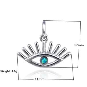 Medidas del colgante ojo turco 11x17mm en plata con incrustación de ópalo, peso 1,0g