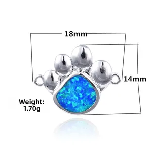 Detalle de un colgante de pata de perro en ópalo de 18mm con dimensiones para DIY