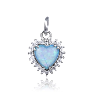 Colgante de Corazón Ojo del Diablo de Cobre Con Ópalo Artificial Strass Incrustado Accesorios Joyería Moda Mujer DIY