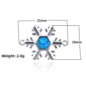 Connettore gioielli a fiocco con opale blu e zircone, misura 21x18mm, peso circa 2.0g
