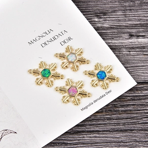 Pendenti fiocco di neve in oro con opale e zircone per braccialetti fatti a mano DIY