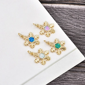 Star Hamsa Hand Anchor Pendant Copper Gold Silver Rose Gold Plated Synthetic Opal Zirconia DIY Jewelry Charms For Women