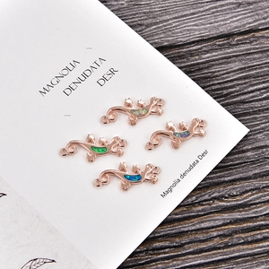 Set of four lizard charms in rose gold with opal inlay for DIY jewelry making
