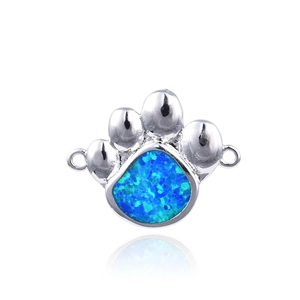 Pendentif patte de chien en argent avec opale bleue et zircons pour bracelets femme