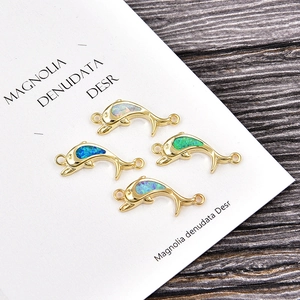 Copper Dolphin Hamsa Evil Eye Connector Charms With Simulated Opal Zircon For DIY Bracelet Jewelry Making Findings Women