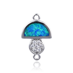 Pendentif champignon en laiton avec opale bleue et zircone pour la création de bijoux