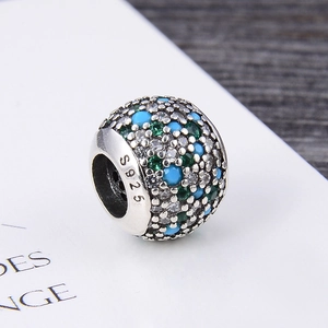 S925 sterling silver star charm with turquoise and zircon stones for DIY bracelets