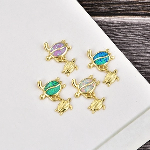 Copper Sea Turtle Star Pendant With Opal Zirconia Inlay DIY Jewelry Making Accessory Gold Rose Gold Silver Plated Charms