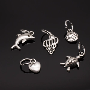 Retro silver sea turtle heart dolphin shell pendants for DIY bracelets and necklaces
