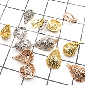 Copper Hollow Filigree Heart Bird Nest Pendant With Rhinestone Artificial Pearl For DIY Earring Jewelry Making Women Jewelry